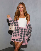 Toasted Oak Knit Houndstooth Mini Skirt