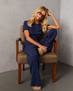 Navy % Drift Together Crew Neck Top-6