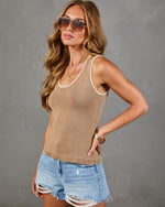 Desert Anthem Knit Contrast Trim Top