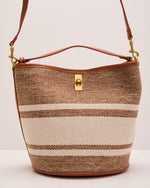 Zarie Woven Striped Bucket Bag