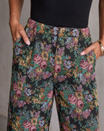 Black Multi % Moment In Time Floral Tapestry High Rise Pants-6
