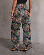 Black Multi % Moment In Time Floral Tapestry High Rise Pants-4
