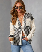 Klarah Houndstooth Button Front Shirt Jacket