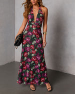Quiet Temptation Floral Halter Maxi Dress