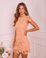 Moon Blossom Floral Lace Crochet Mini Dress