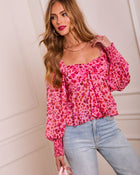 Heart Reservation Printed Bust Tie Top