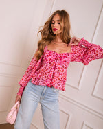 Heart Reservation Printed Bust Tie Top