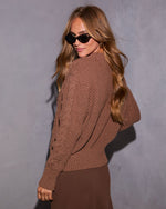 Mocha % Warming Up Cable Knit Sweater-4