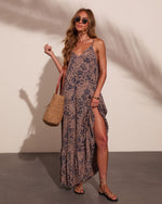 Softly Golden Abstract Print Maxi Dress