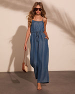 Seaside Stroll Chambray Waist Tie Jumpsuit