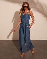 Seaside Stroll Chambray Waist Tie Jumpsuit