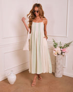 Dewy Meadow Striped Godet Maxi Dress