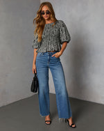 Crestal Puff Sleeve Peplum Top