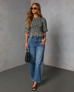 Crestal Puff Sleeve Peplum Top