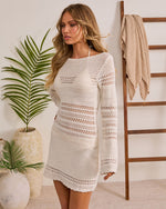 Sleek Retreat Crochet Cover Up Mini Dress