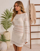 Sleek Retreat Crochet Cover Up Mini Dress