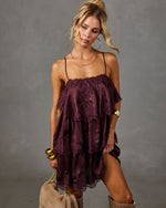 Deyna Tiered Satin Lace Trim Mini Dress