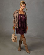 Deyna Tiered Satin Lace Trim Mini Dress