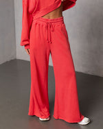 Grapefruit % Off Hours Fleece Wide Leg Sweatpants-2