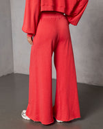 Grapefruit % Off Hours Fleece Wide Leg Sweatpants-4