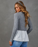 Sunday Nights Twofer Cable Knit Peplum Sweater
