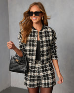 Roquel Cropped Tweed Plaid Blazer