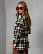 Roquel Cropped Tweed Plaid Blazer
