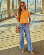 Orange % Quiet Start Contrast Stitch Cardigan-2