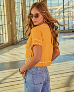 Orange % Quiet Start Contrast Stitch Cardigan-4