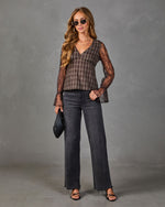 Honeyed Moments Lace Plaid Top