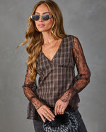 Honeyed Moments Lace Plaid Top