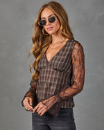 Honeyed Moments Lace Plaid Top