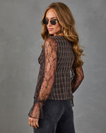 Honeyed Moments Lace Plaid Top
