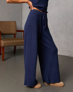 Navy % Drift Together High Rise Wide Leg Pants-3