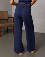 Navy % Drift Together High Rise Wide Leg Pants-4