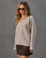 Marcos Ribbed Knit V Neck Sweater