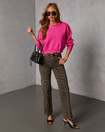 Pink % Elouise Cropped Crewneck Sweater-6