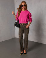 Pink % Elouise Cropped Crewneck Sweater-2