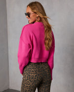 Pink % Elouise Cropped Crewneck Sweater-4