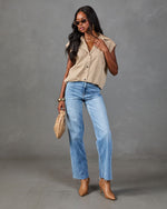 Calloway Striped Button Down Sleeveless Top