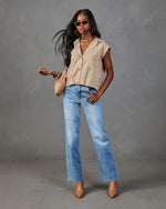 Calloway Striped Button Down Sleeveless Top