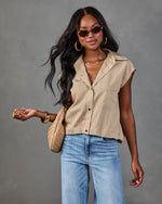 Calloway Striped Button Down Sleeveless Top