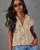 Calloway Striped Button Down Sleeveless Top