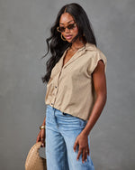 Calloway Striped Button Down Sleeveless Top