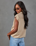 Calloway Striped Button Down Sleeveless Top