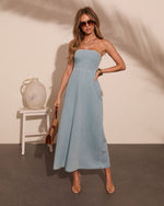 Rustic Honey Strapless Denim Maxi Dress