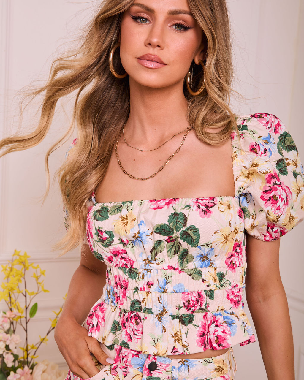 Sunveil Garden Smocked Puff Sleeve Top – VICI