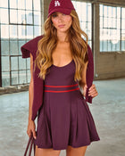Burgundy % Lylia Pleated Tennis Mini Dress-1