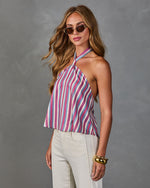 Cherished Cheers Striped Halter Neck Top