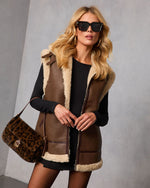 Rustic Lodge Sherpa Lined Vegan Leather Vest
